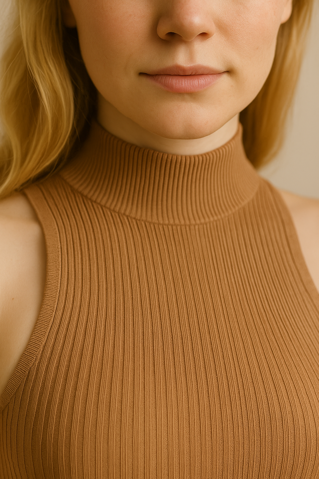 Sleeveless Turtleneck Maternity Maxi Dress khaki