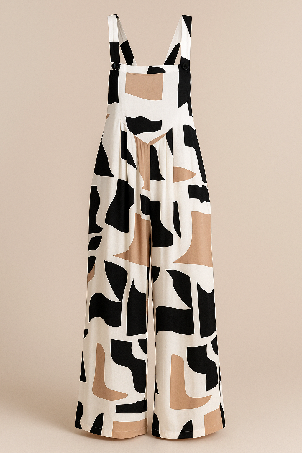 Funky Printed Wide Leg Jumpsuit with Pockets White