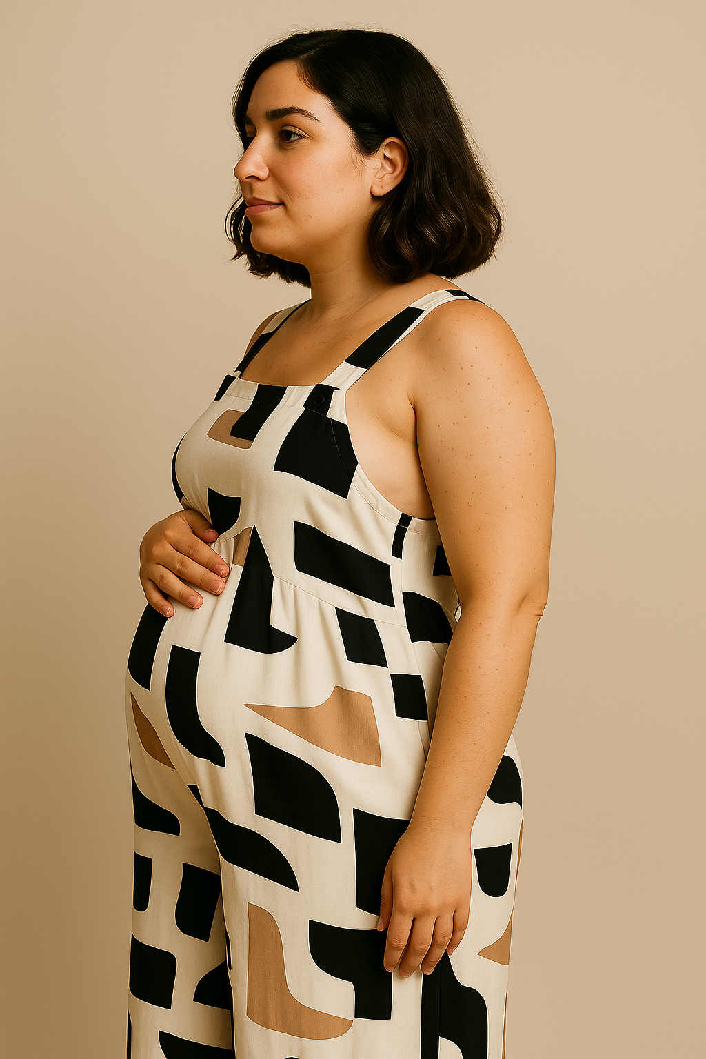 Funky Printed Wide Leg Jumpsuit with Pockets White