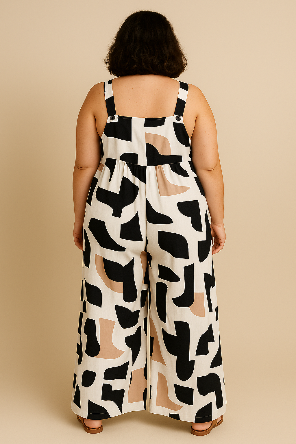 Funky Printed Wide Leg Jumpsuit with Pockets White