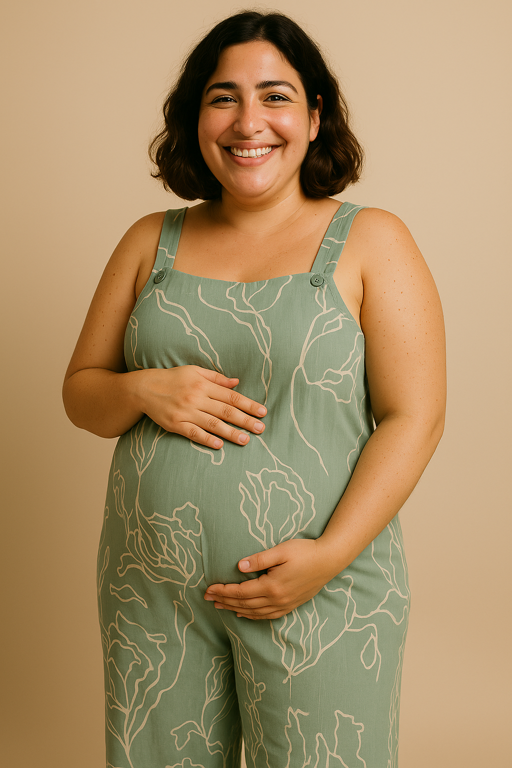 Funky Printed Wide Leg Jumpsuit with Pockets Green
