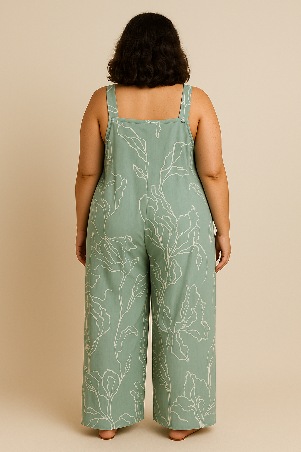 Funky Printed Wide Leg Jumpsuit with Pockets Green