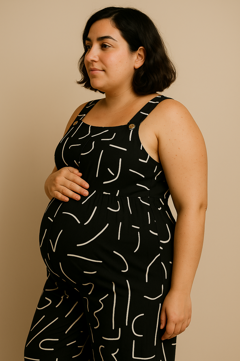 Funky Printed Wide Leg Jumpsuit with Pockets Black