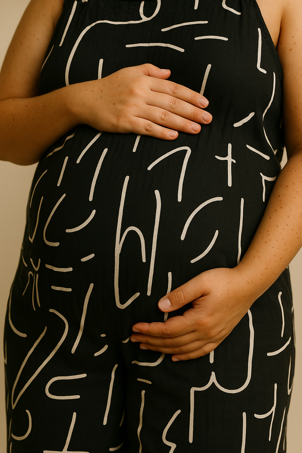 Funky Printed Wide Leg Jumpsuit with Pockets Black