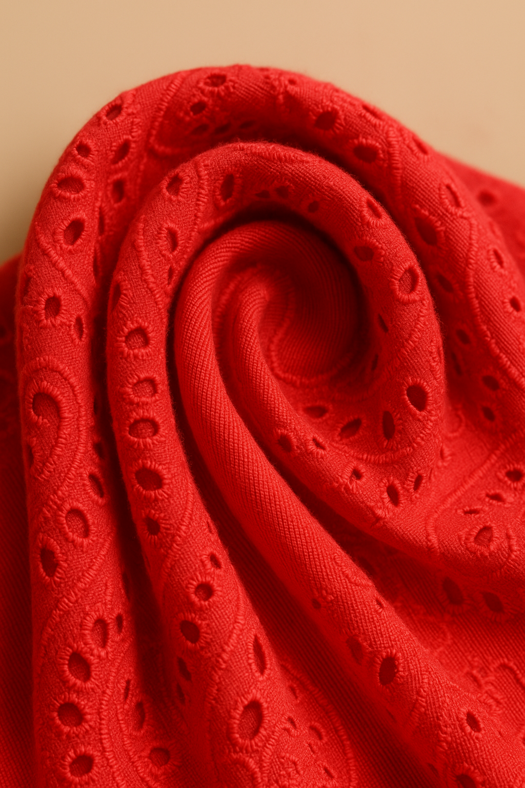 Embroidered Cotton Dress Button Front Breezy Red