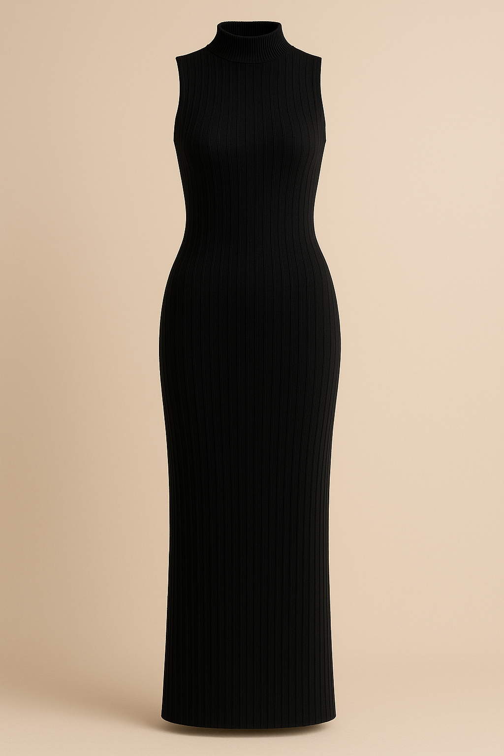 Sleeveless Turtleneck Maternity Maxi Dress Black