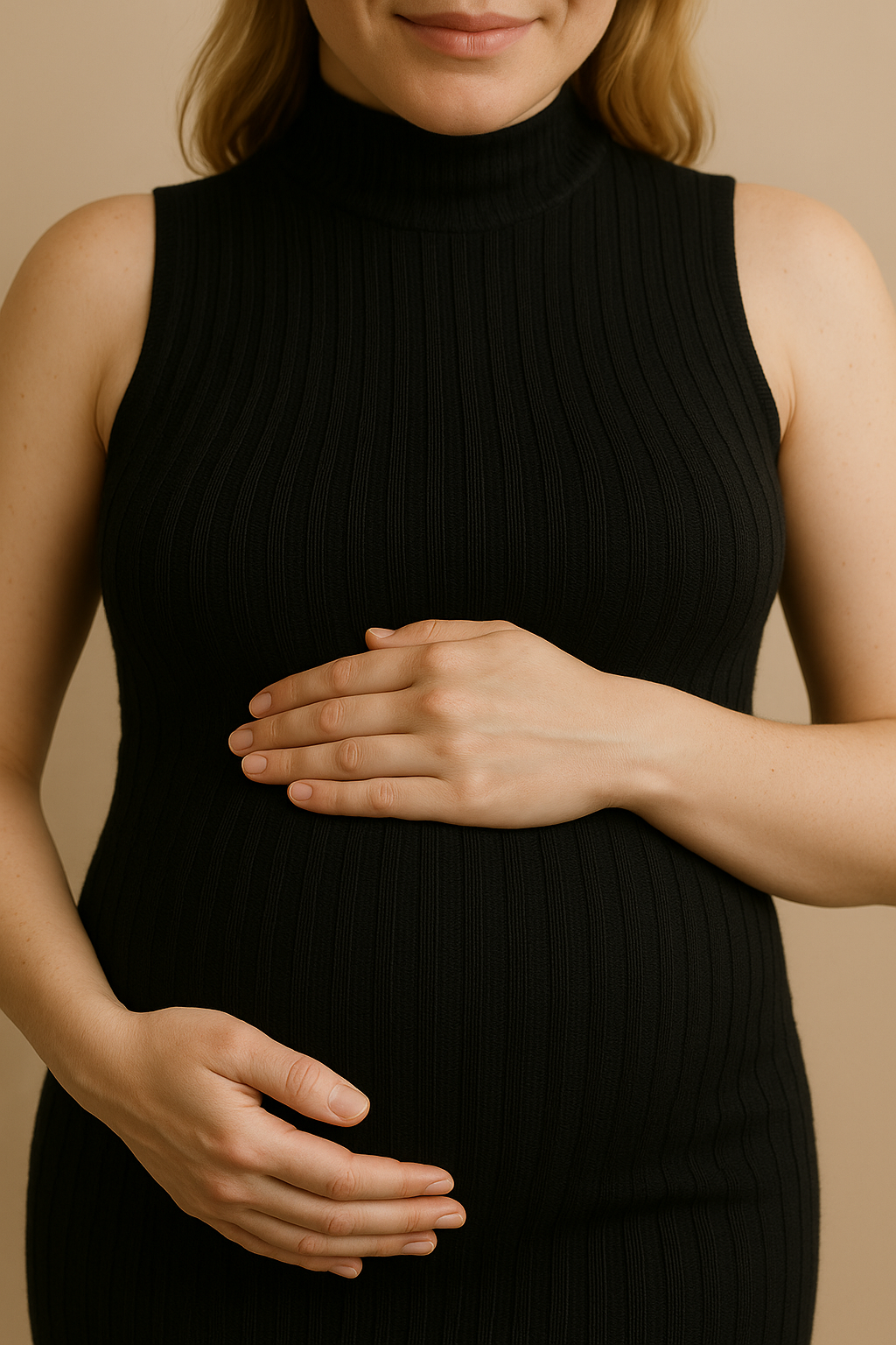 Sleeveless Turtleneck Maternity Maxi Dress Black