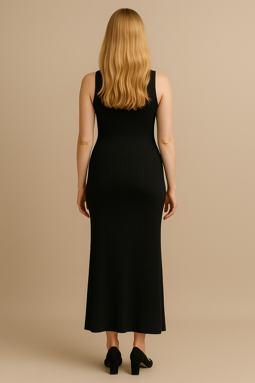 Sleeveless Turtleneck Maternity Maxi Dress Black