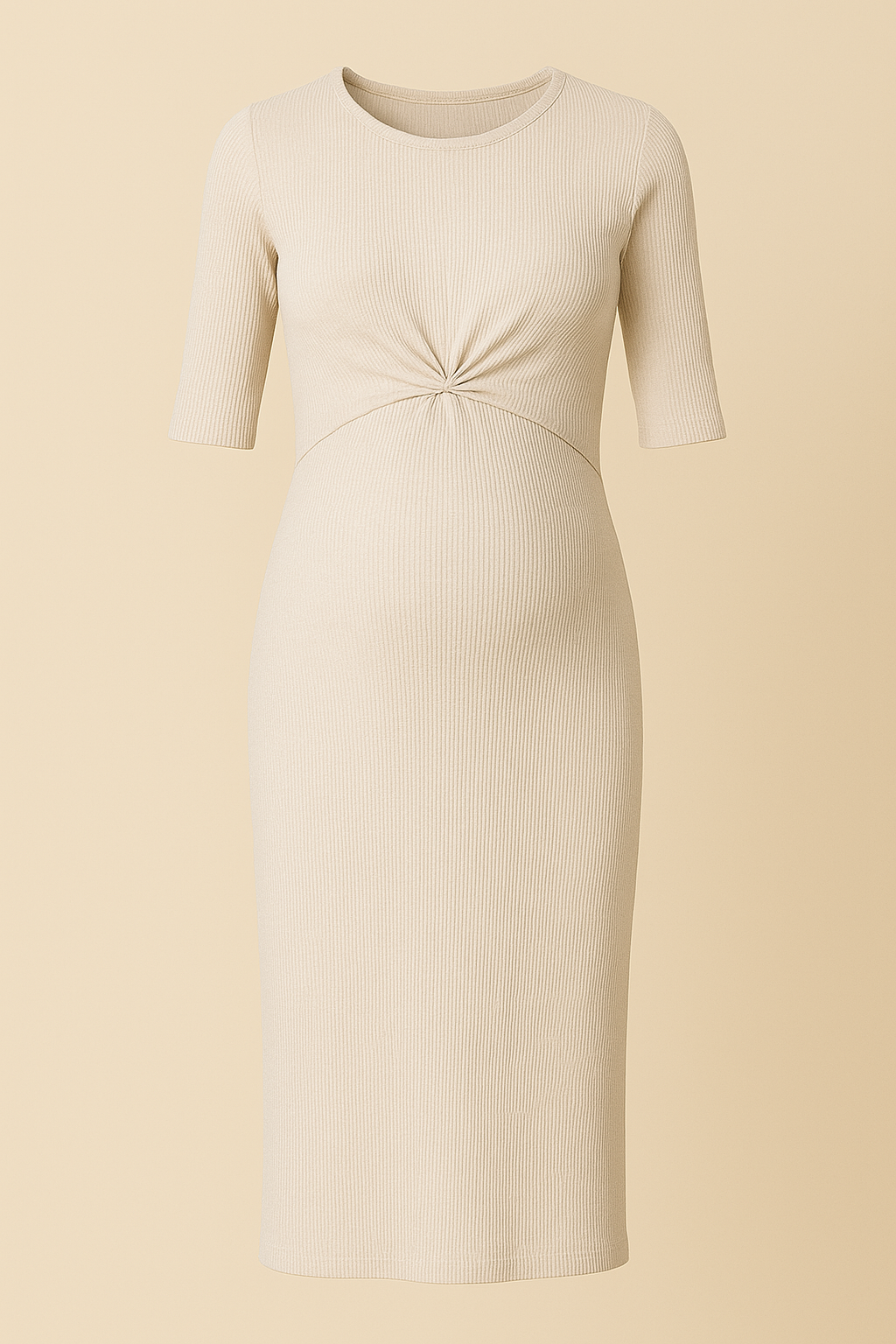 Apricot Knit Maternity Midi Soft Wool Blend