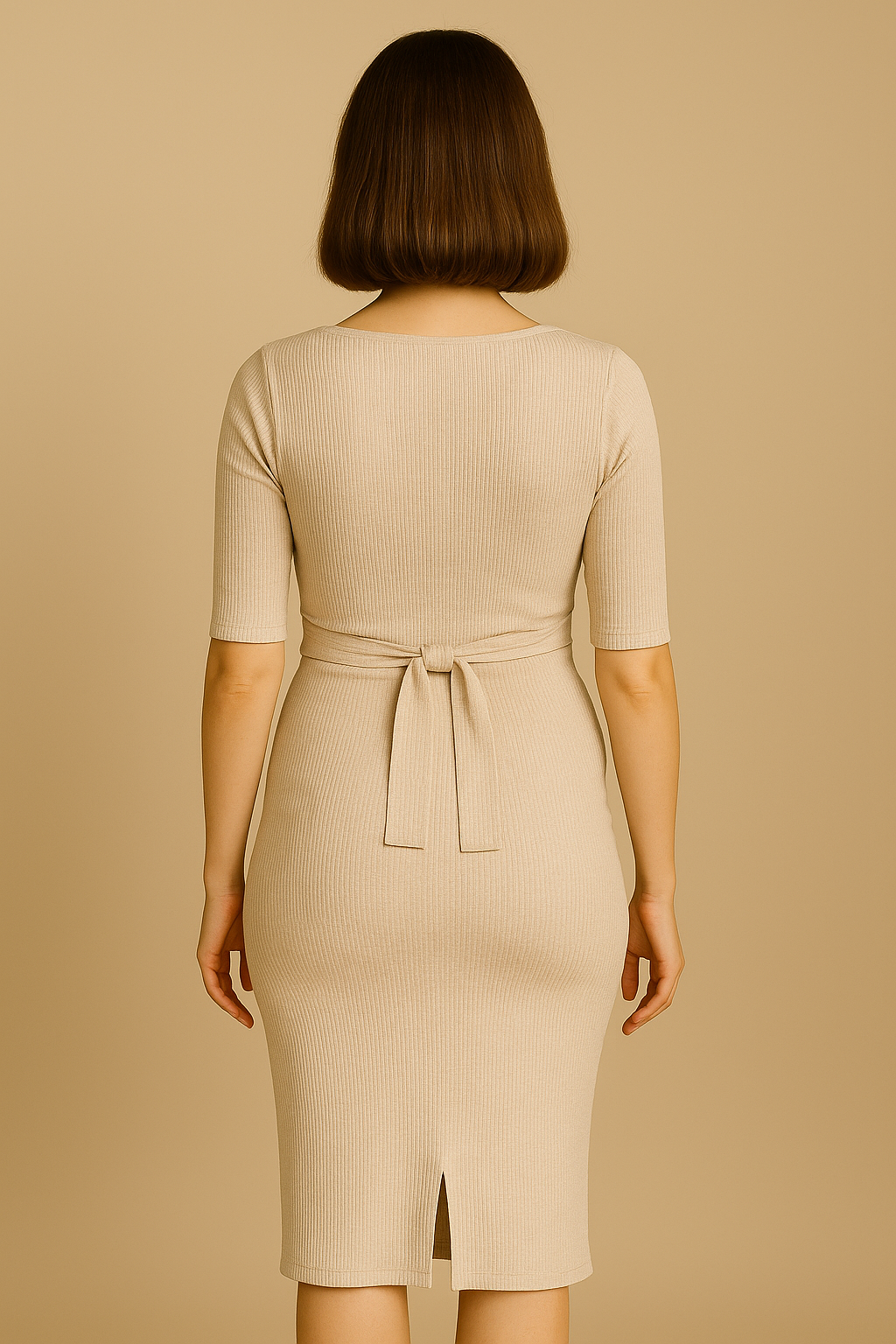 Apricot Knit Maternity Midi Soft Wool Blend