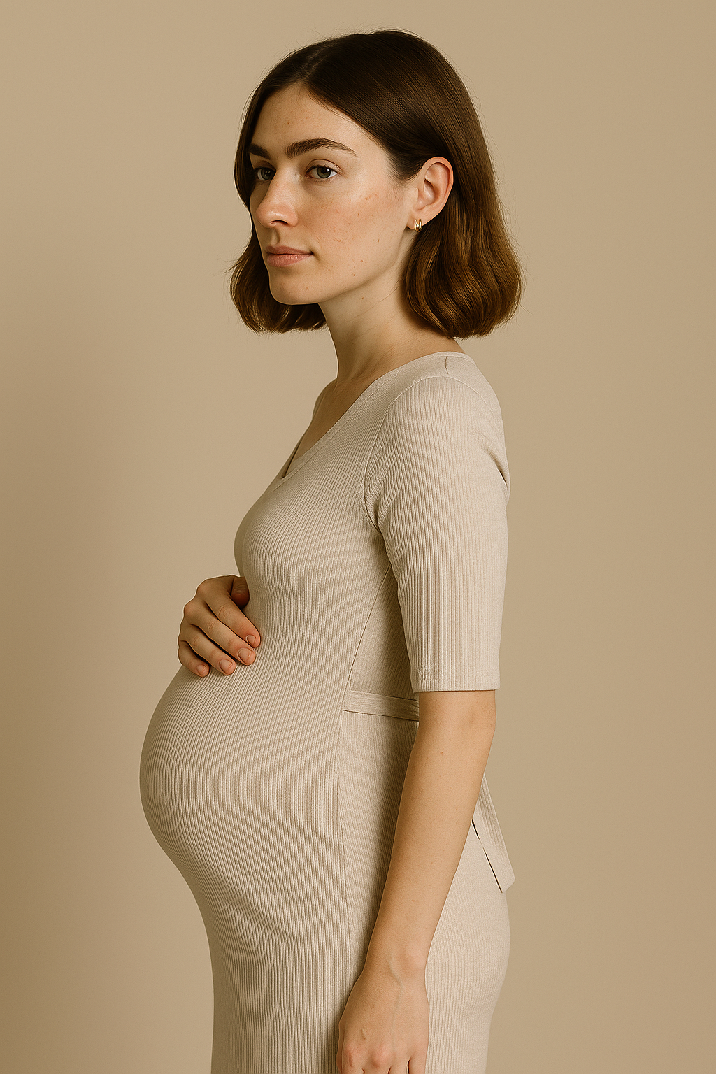 Apricot Knit Maternity Midi Soft Wool Blend