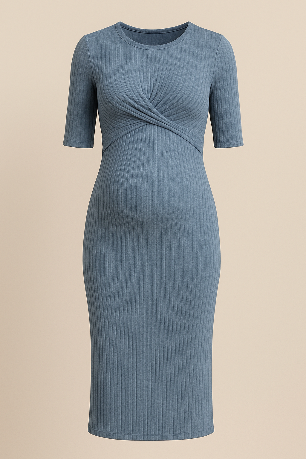 Blue Knit Maternity Midi Soft Wool Blend
