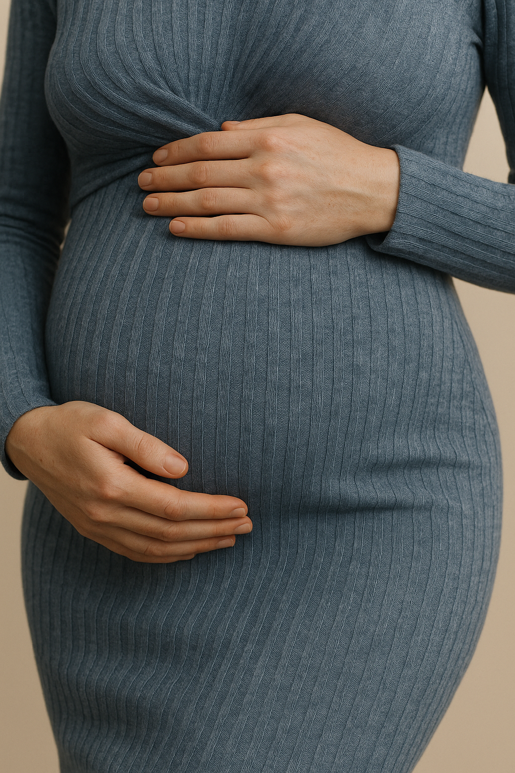 Blue Knit Maternity Midi Soft Wool Blend