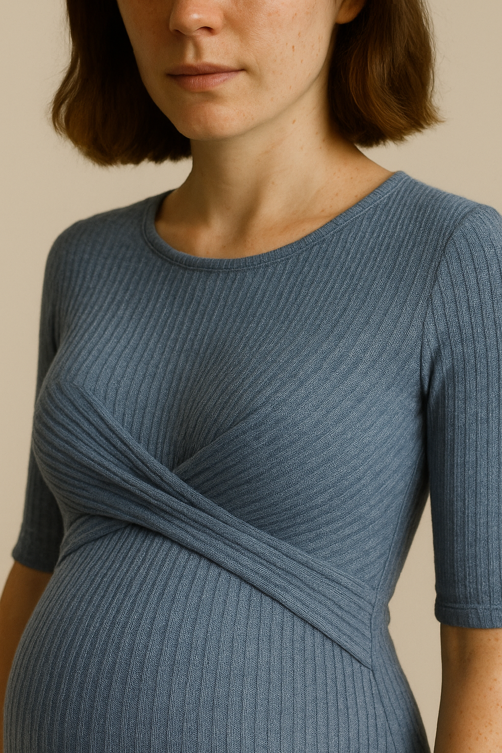 Blue Knit Maternity Midi Soft Wool Blend