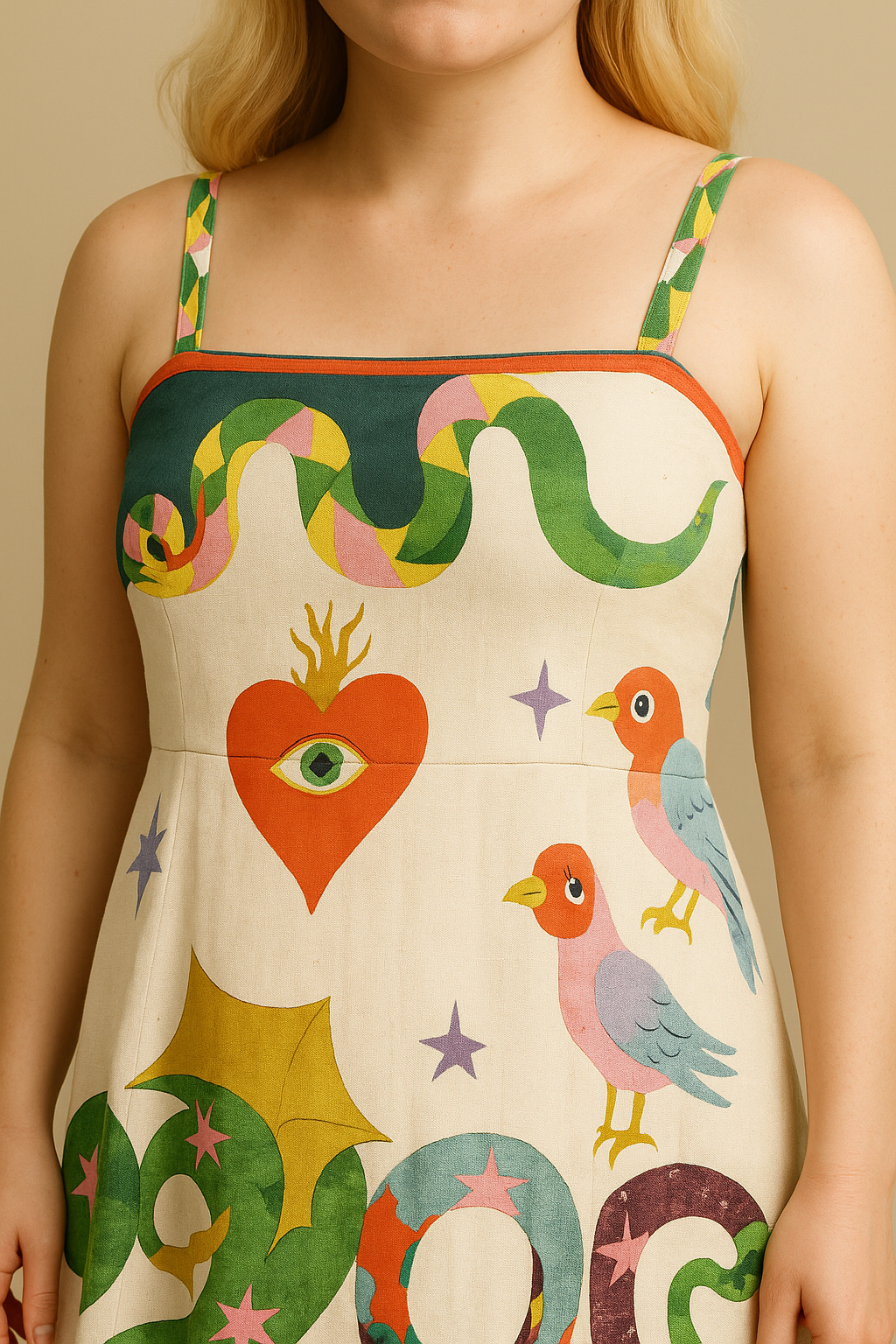 Green Midi Sundress Adjustable Straps Lightweight Summer