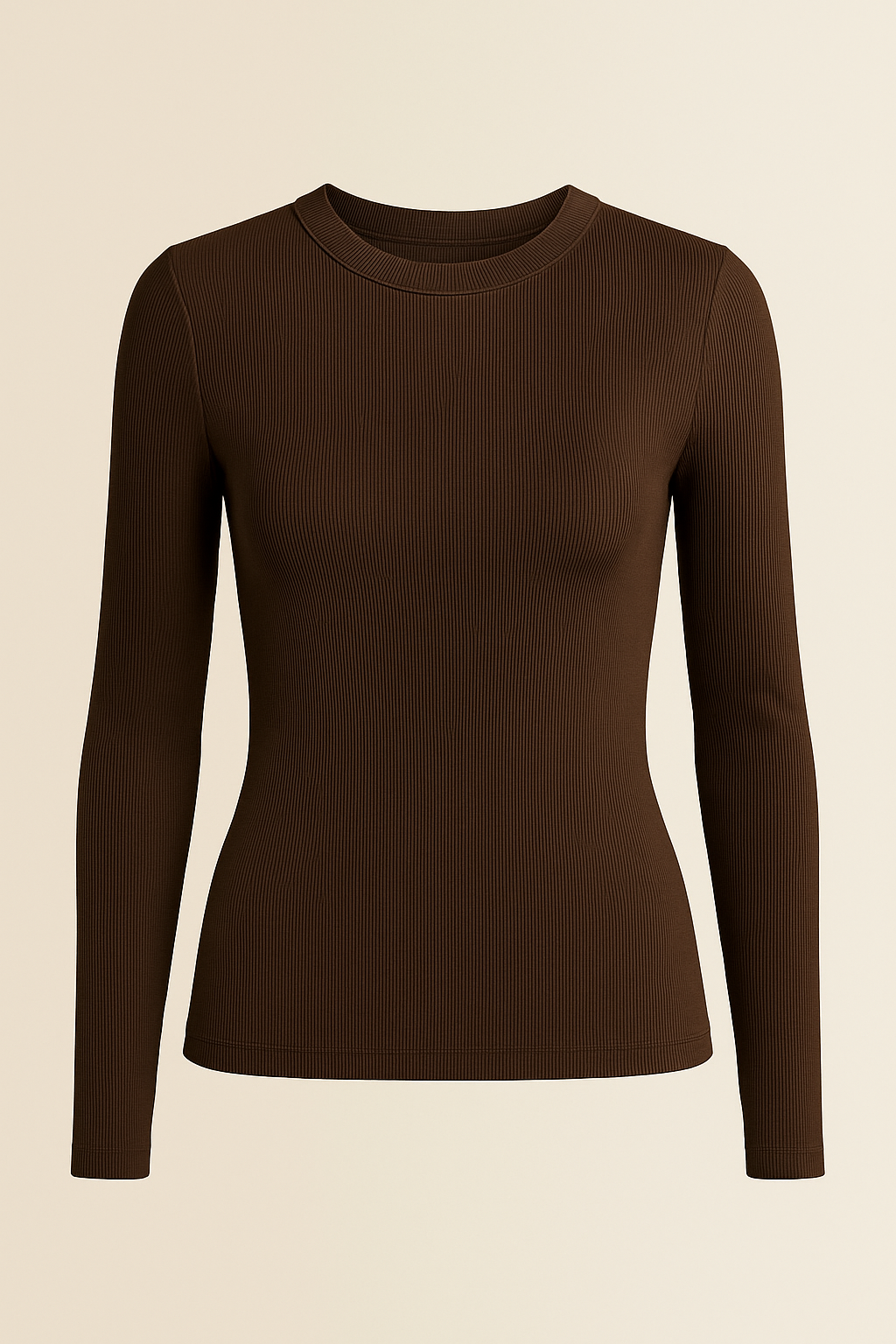 Long Sleeve Teaser Top with Ruching Stretchy Coffee