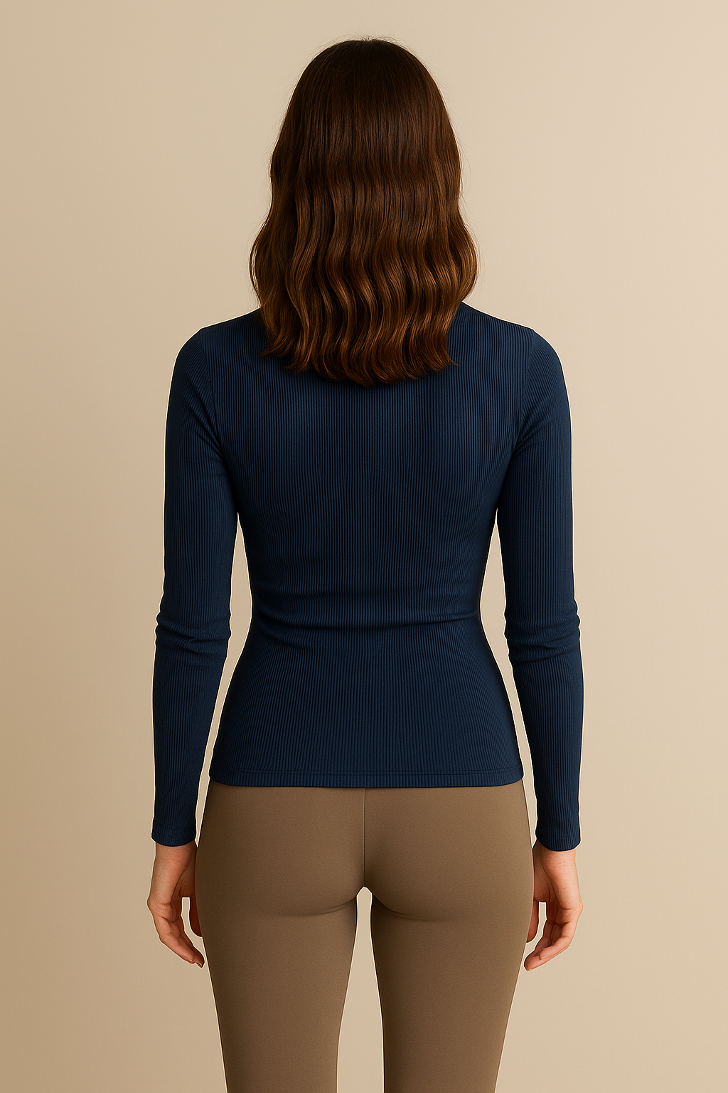 Long Sleeve Teaser Top with Ruching Stretchy Blue