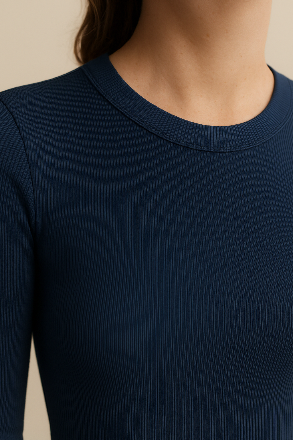 Long Sleeve Teaser Top with Ruching Stretchy Blue