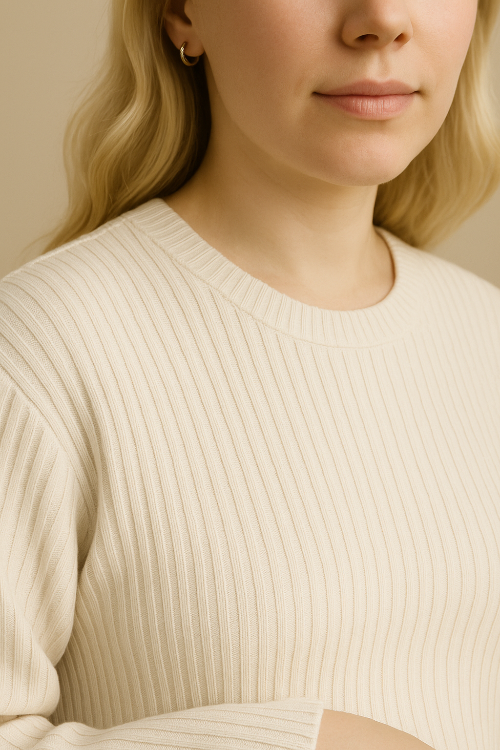 Off White Rib Knit Lounge Loose Set
