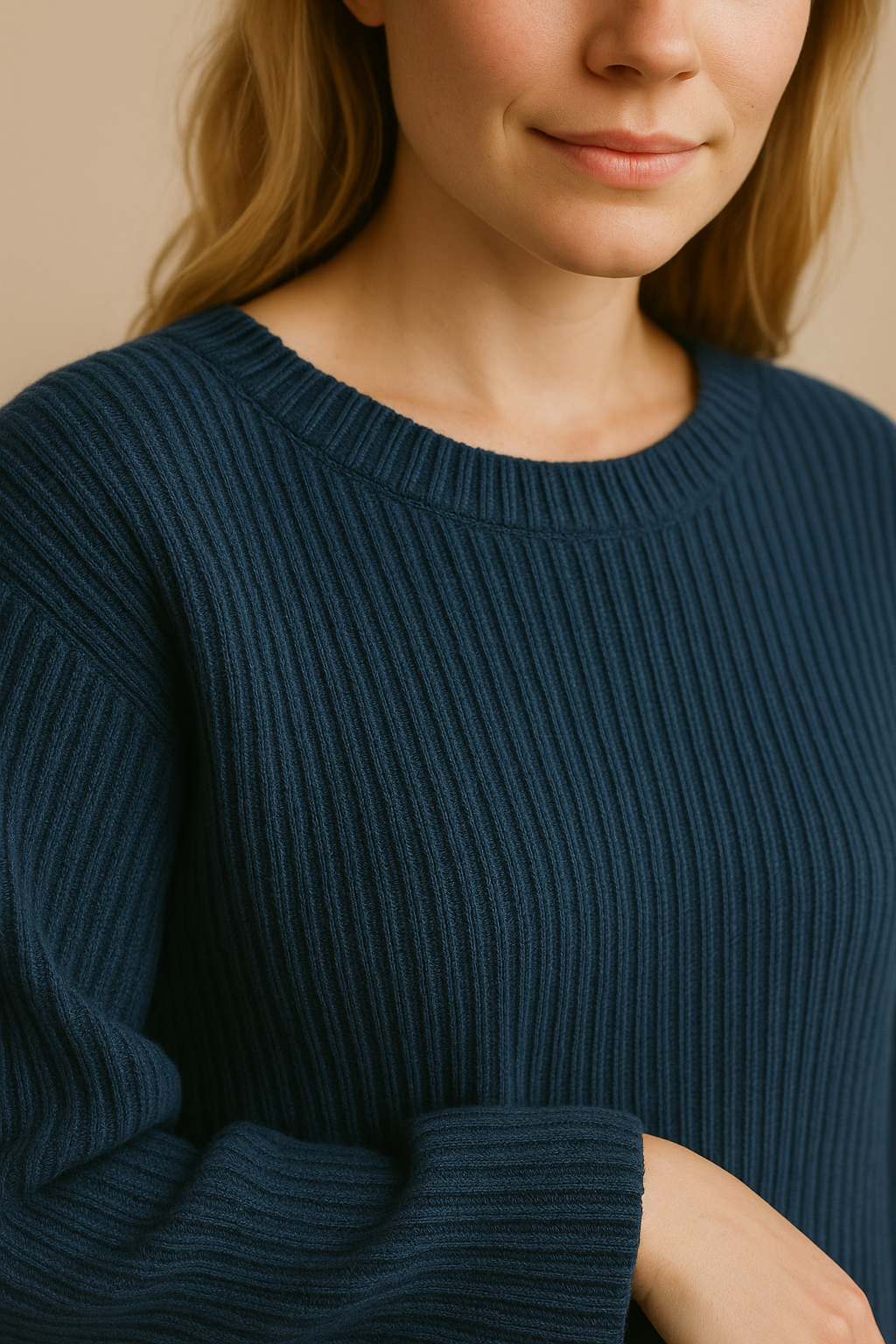 Womens Navy Knitted Loungewear Set Cozy Sweater Pants
