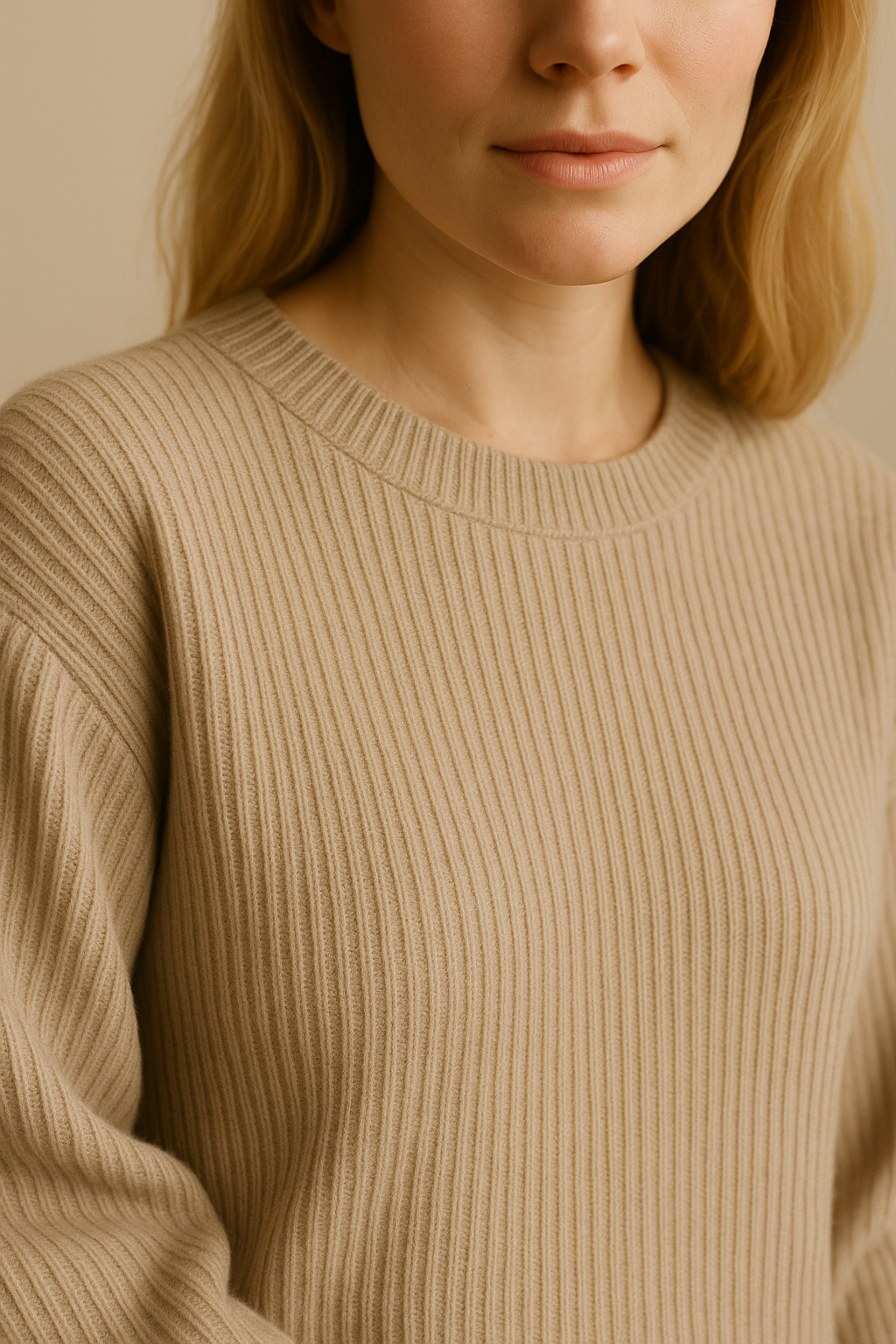 Womens Apricot Knitted Loungewear Set Cozy Sweater Pants Apricot