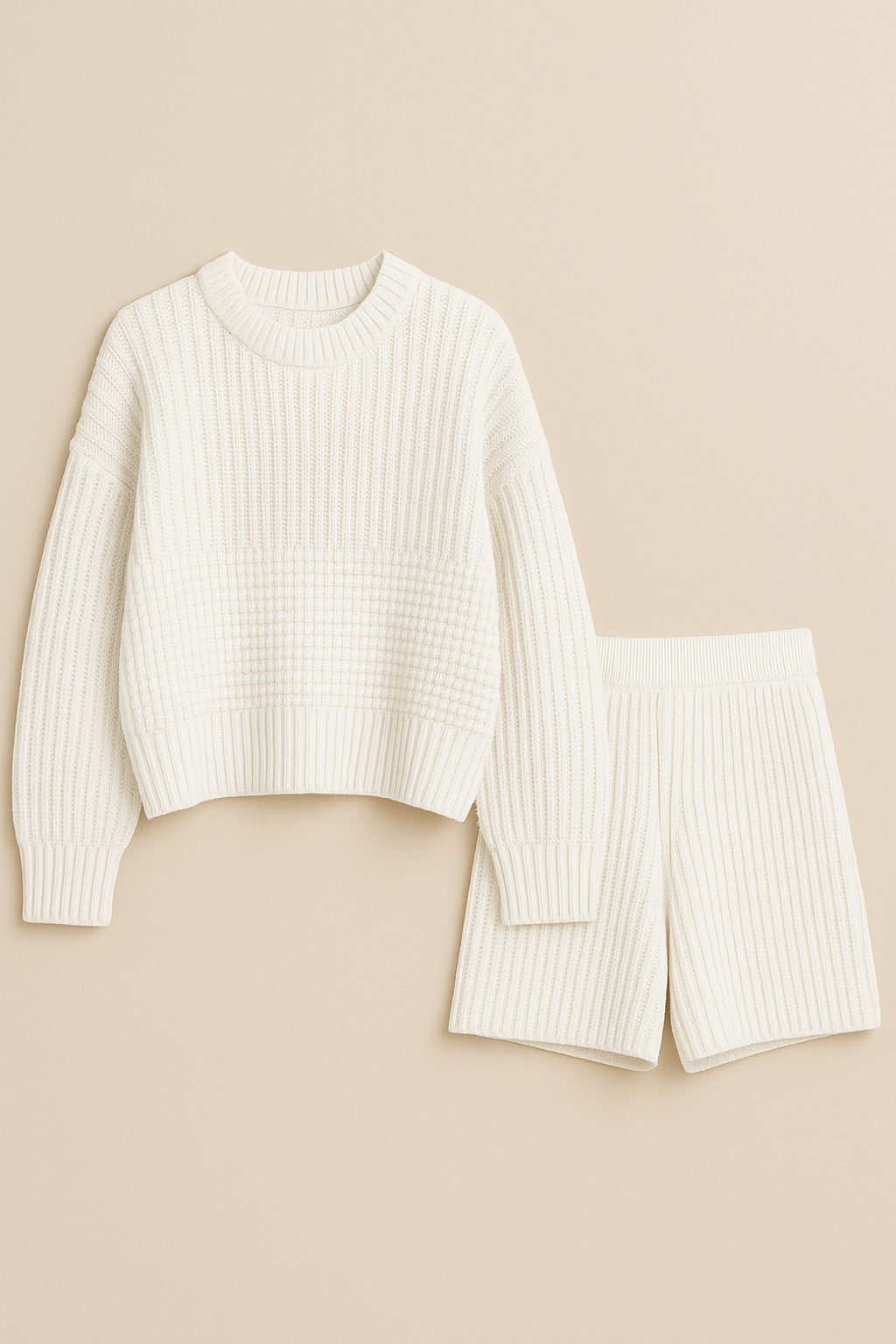 White Organic Cotton Sweater Oversized Eco Friendly Set