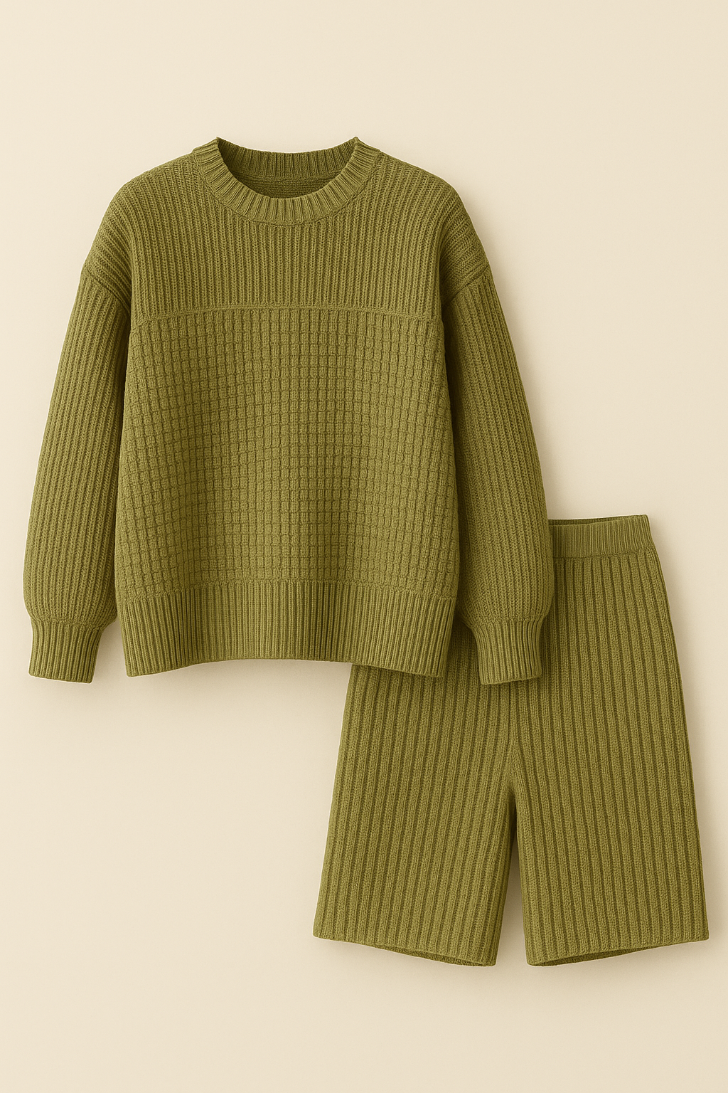 Olive Organic Cotton Sweater Oversized Eco Friendly Set