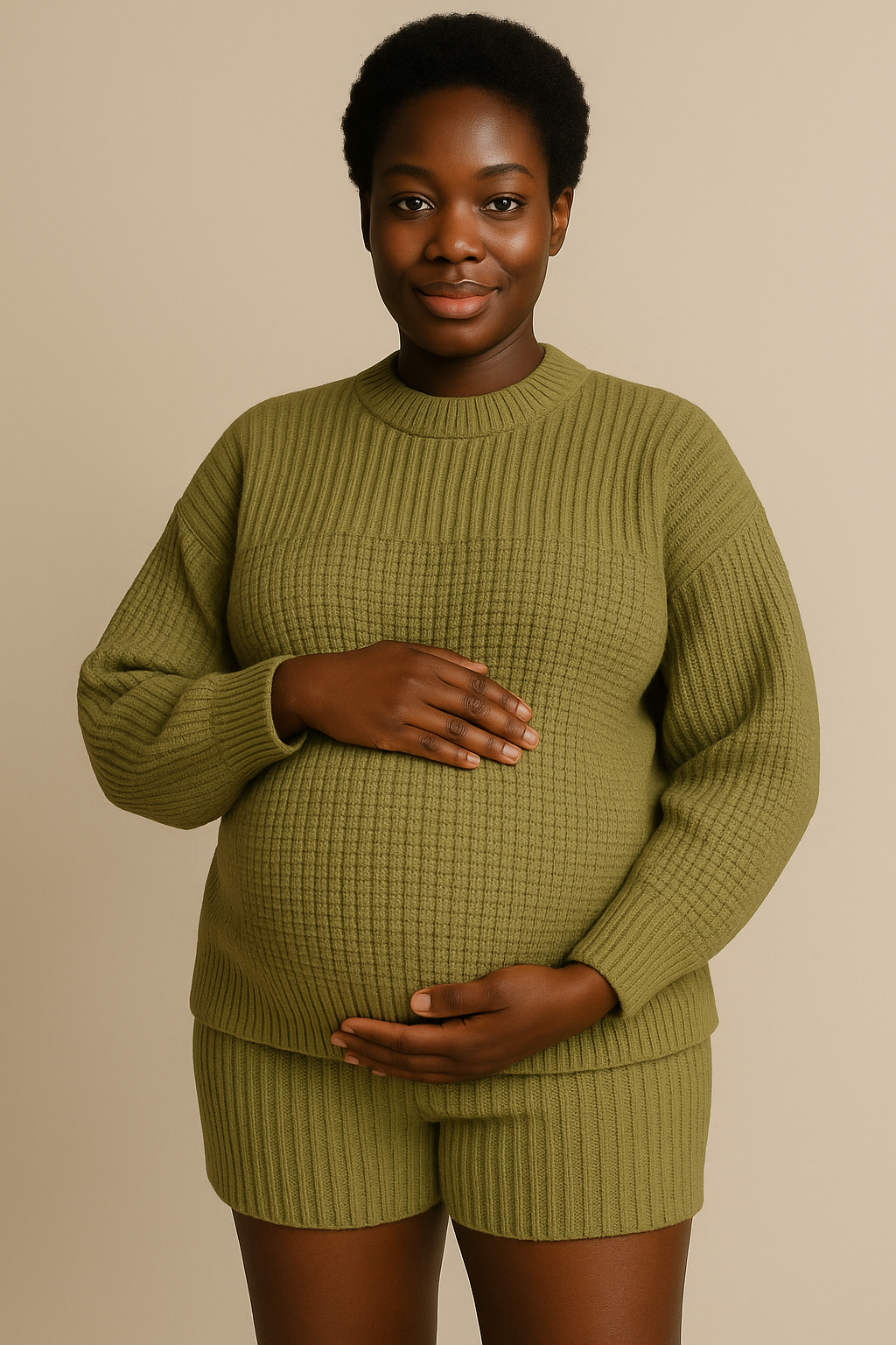 Olive Organic Cotton Sweater Oversized Eco Friendly Set