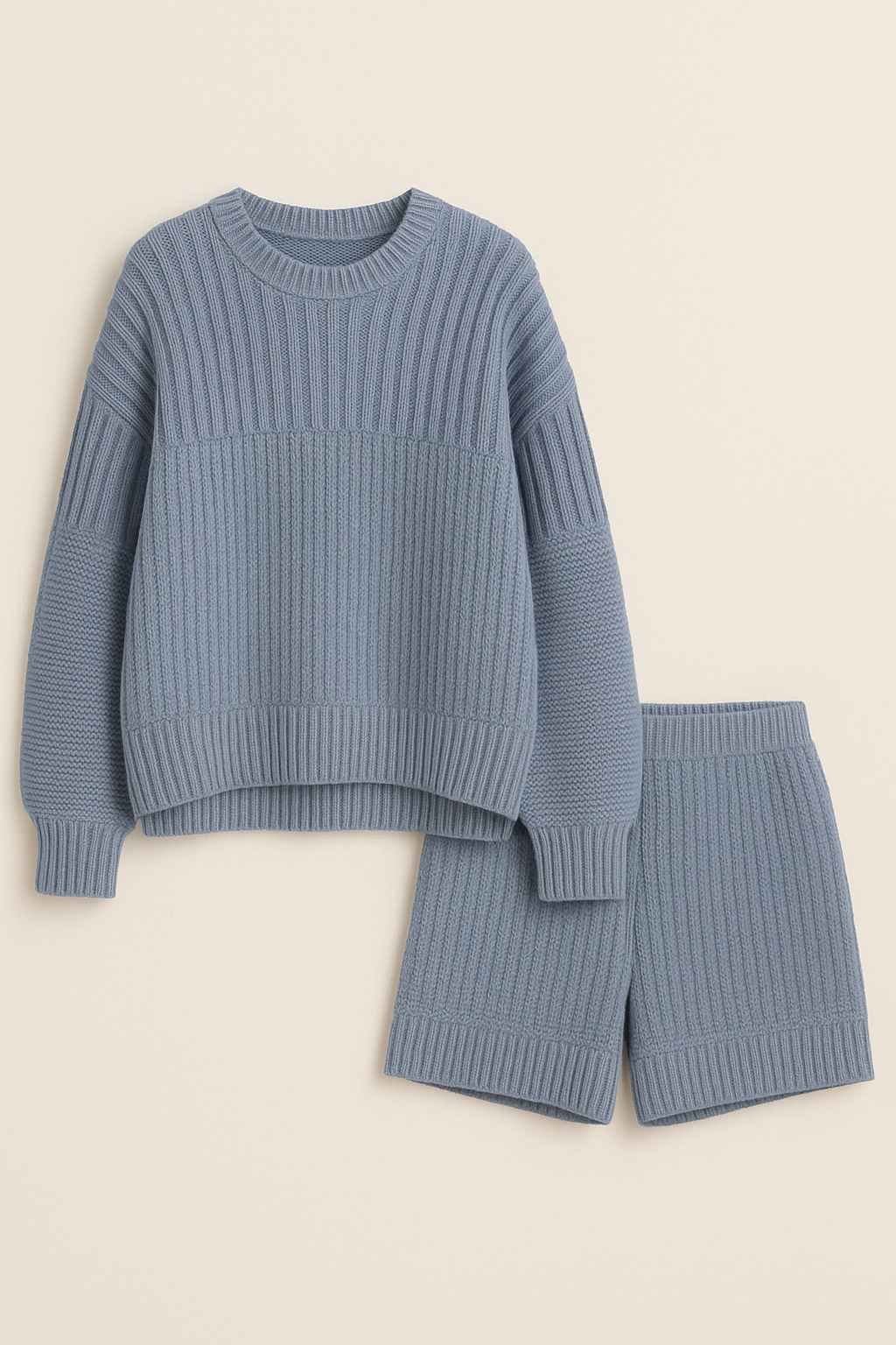 Blue Organic Cotton Sweater Oversized Eco Friendly Set