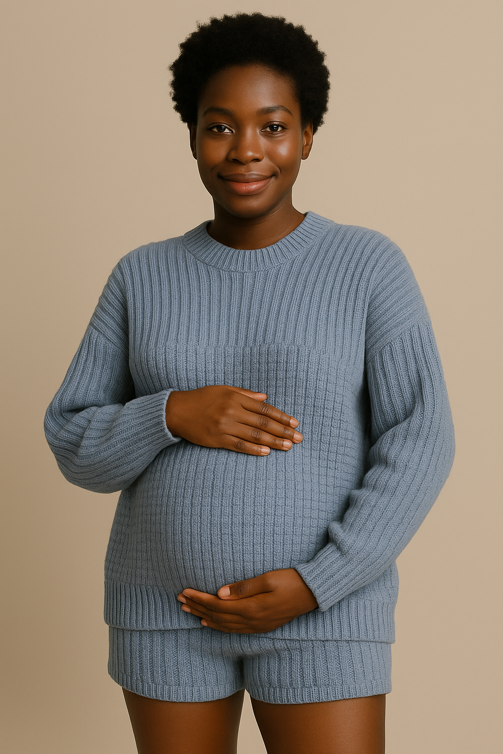 Blue Organic Cotton Sweater Oversized Eco Friendly Set