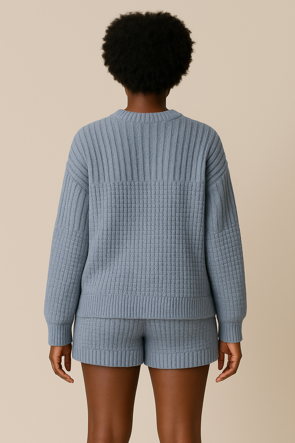 Blue Organic Cotton Sweater Oversized Eco Friendly Set