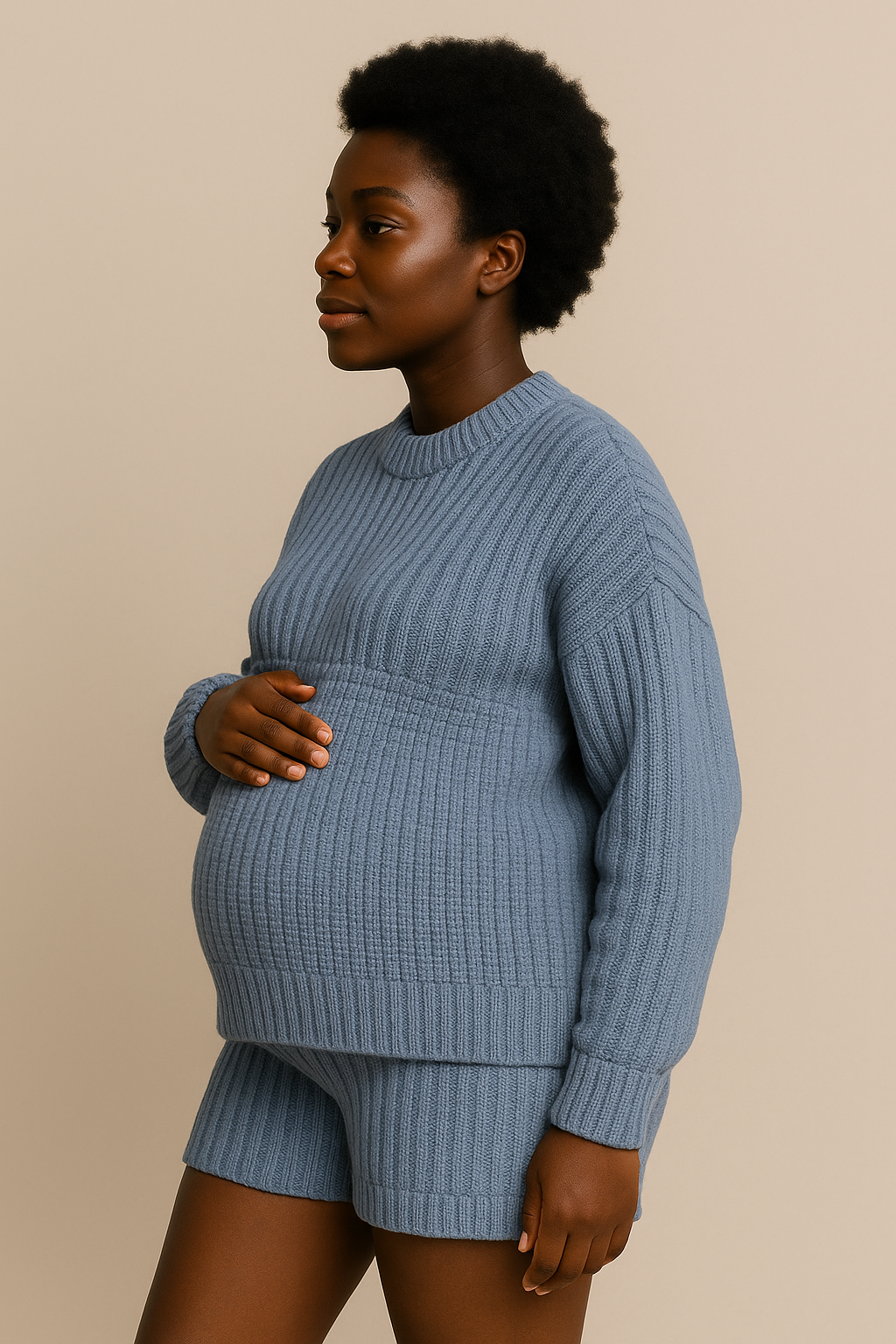 Blue Organic Cotton Sweater Oversized Eco Friendly Set