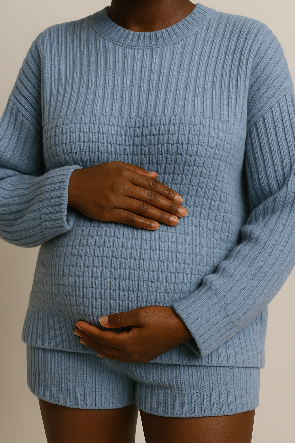 Blue Organic Cotton Sweater Oversized Eco Friendly Set