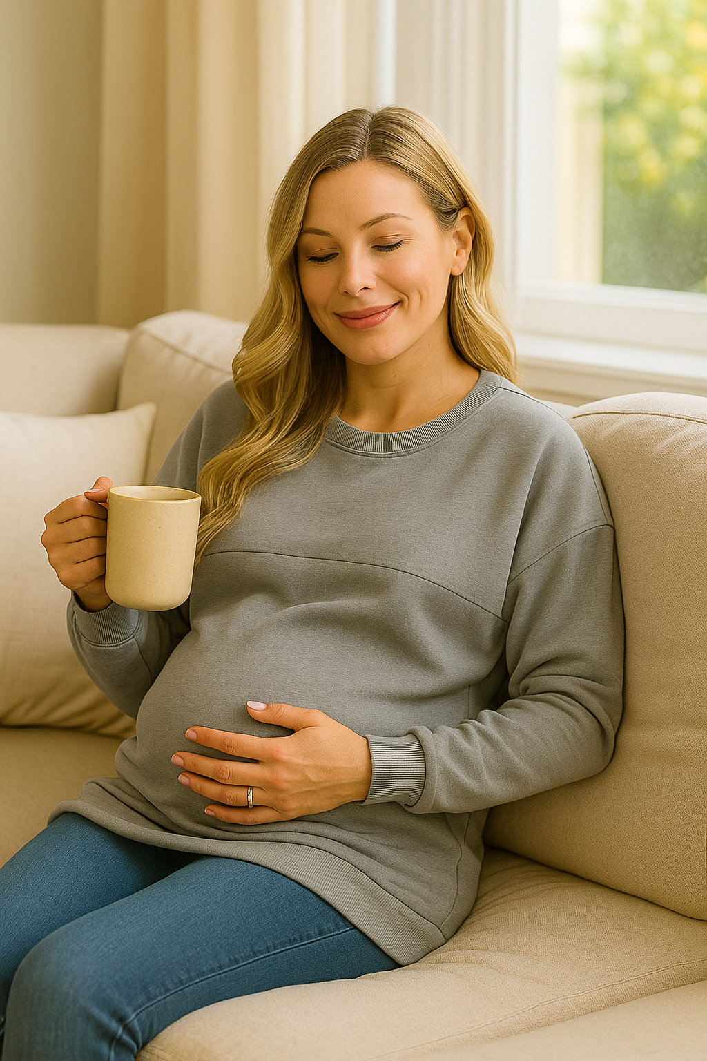 Oversized Nursing Jumper –  Cotton-Tencel Blend with Discreet Zip Access