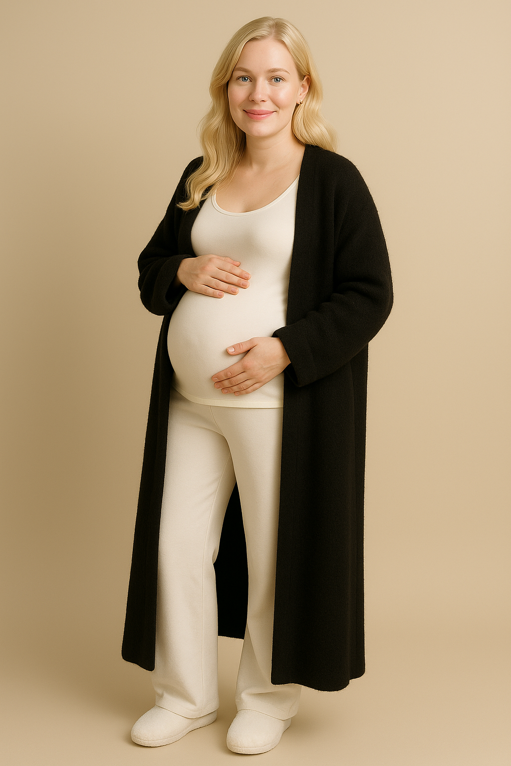 Black Cardigan Sweater Thick Imitation Mink Fleece