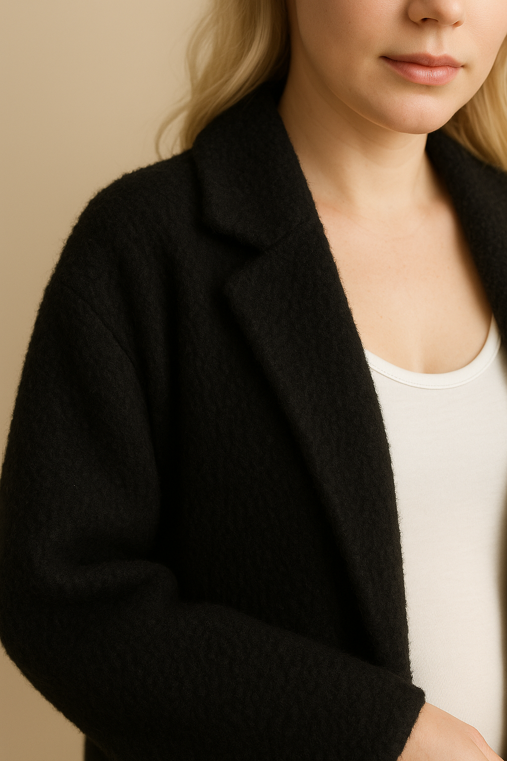 Black Cardigan Sweater Thick Imitation Mink Fleece