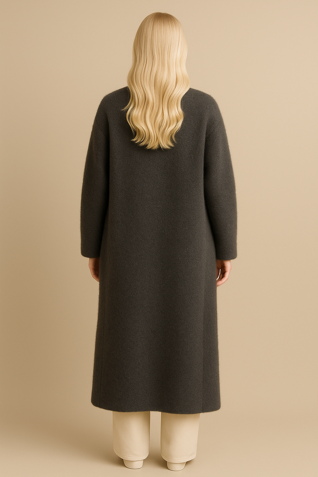 Gray Cardigan Sweater Thick Imitation Mink Fleece