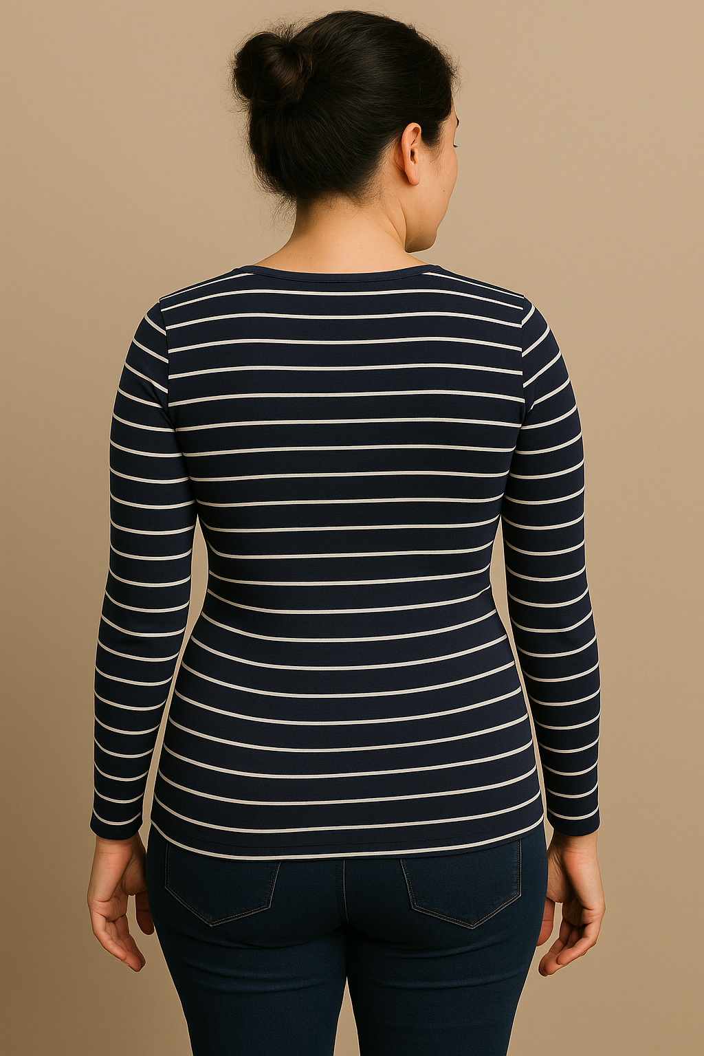 Deep V Neck Maternity Top Long Sleeves Stylish Nursing Blue