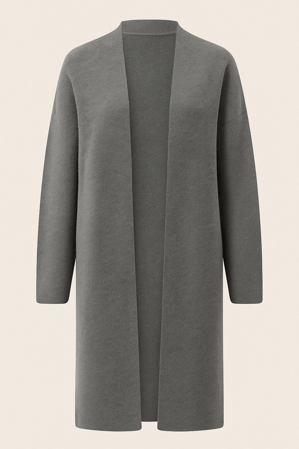 Open Front Longline Coat for Women in Gray