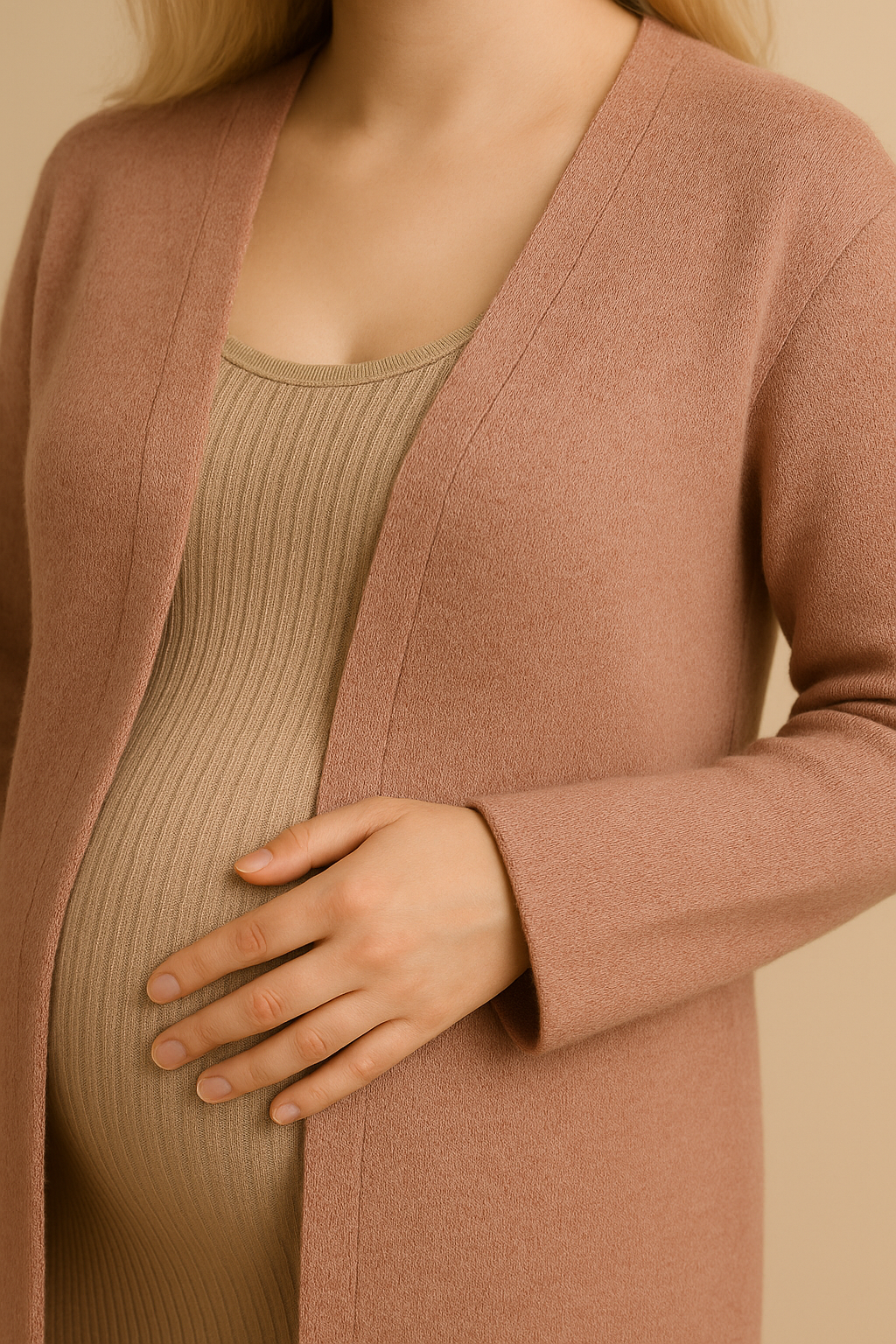 Open Front Longline Coat for Women in Pink