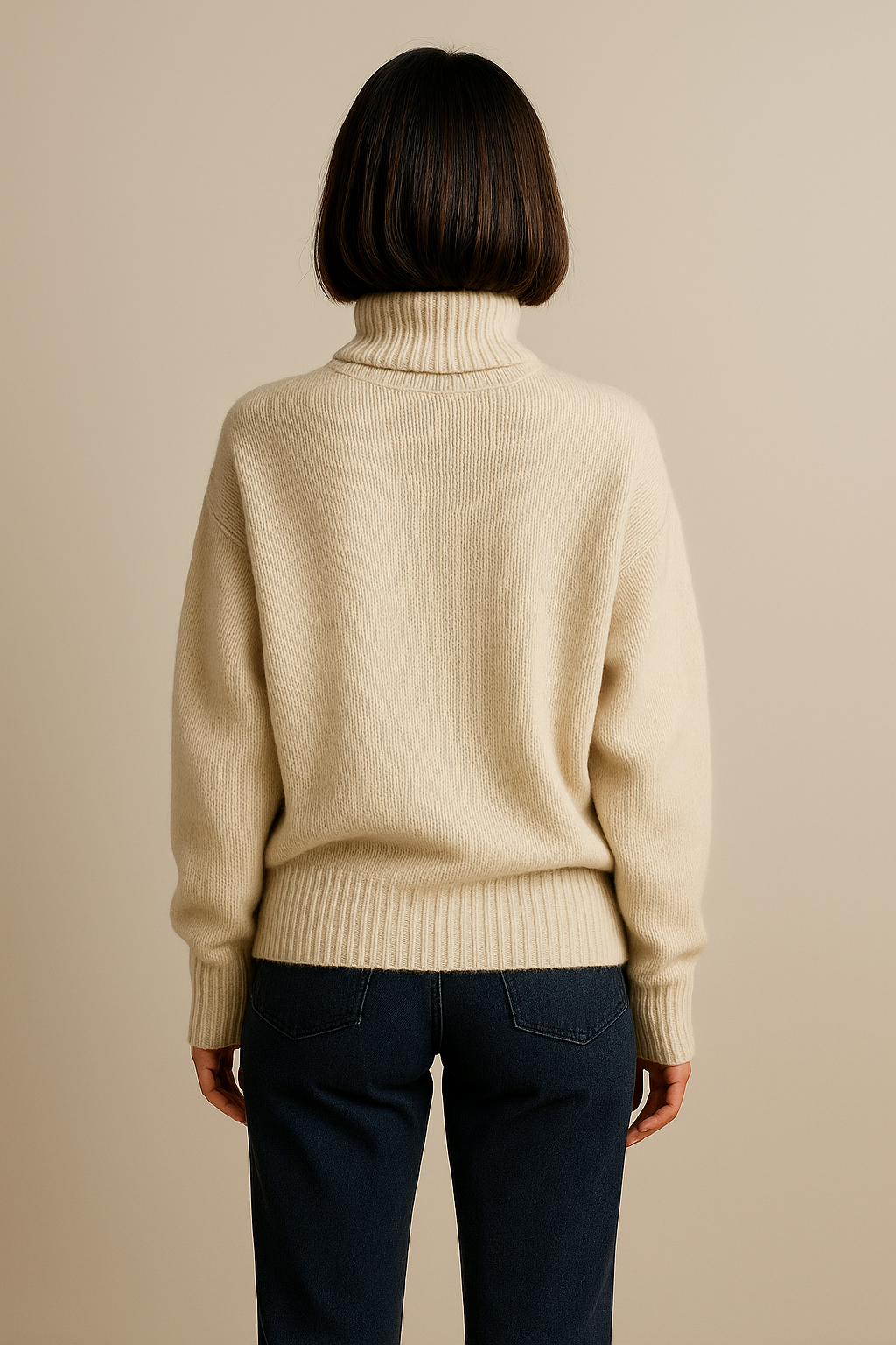 Maternity Cozy Cashmere-Touch Turtleneck Sweater in Apricot