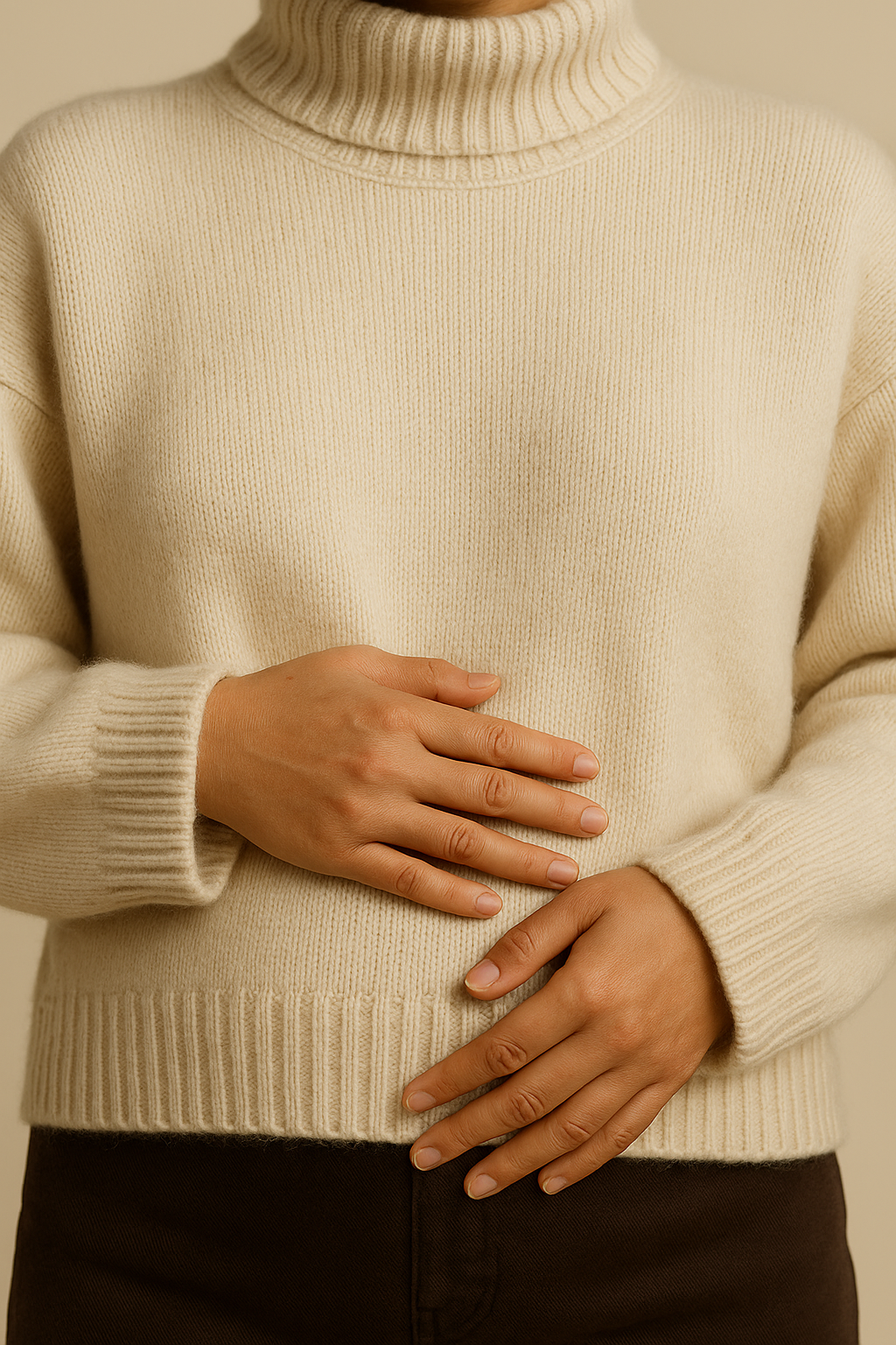Maternity Cozy Cashmere-Touch Turtleneck Sweater in Apricot