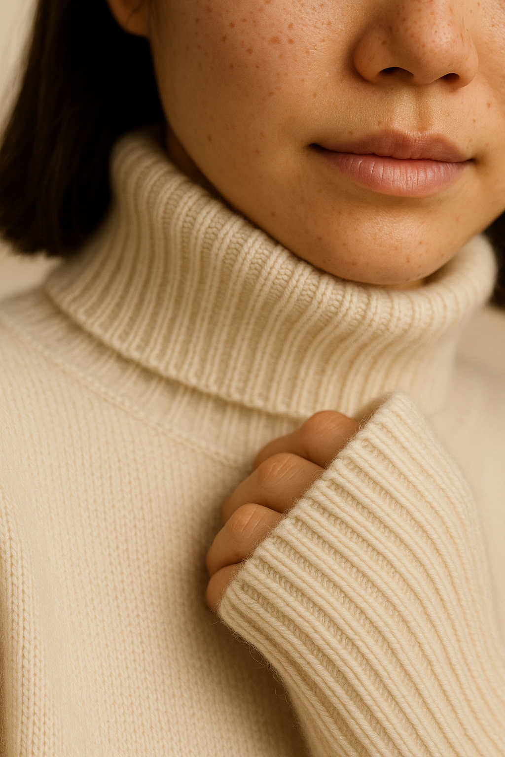 Maternity Cozy Cashmere-Touch Turtleneck Sweater in Apricot