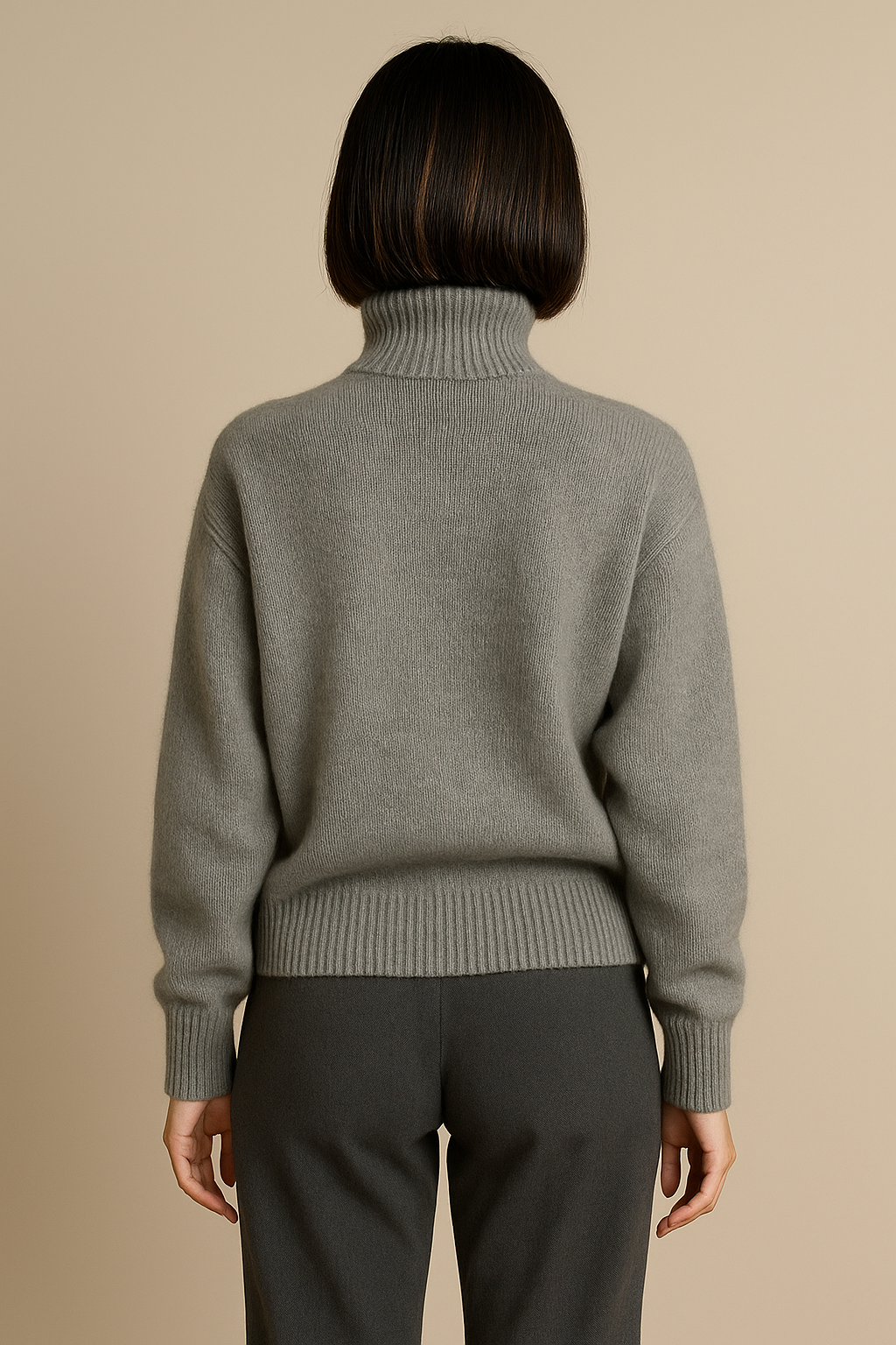Maternity Cozy Cashmere-Touch Turtleneck Sweater in Gray
