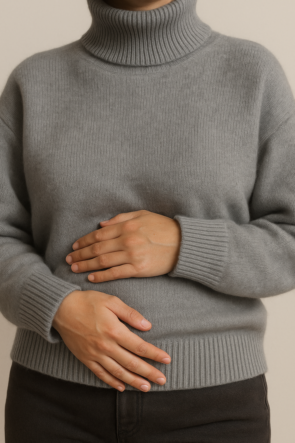 Maternity Cozy Cashmere-Touch Turtleneck Sweater in Gray