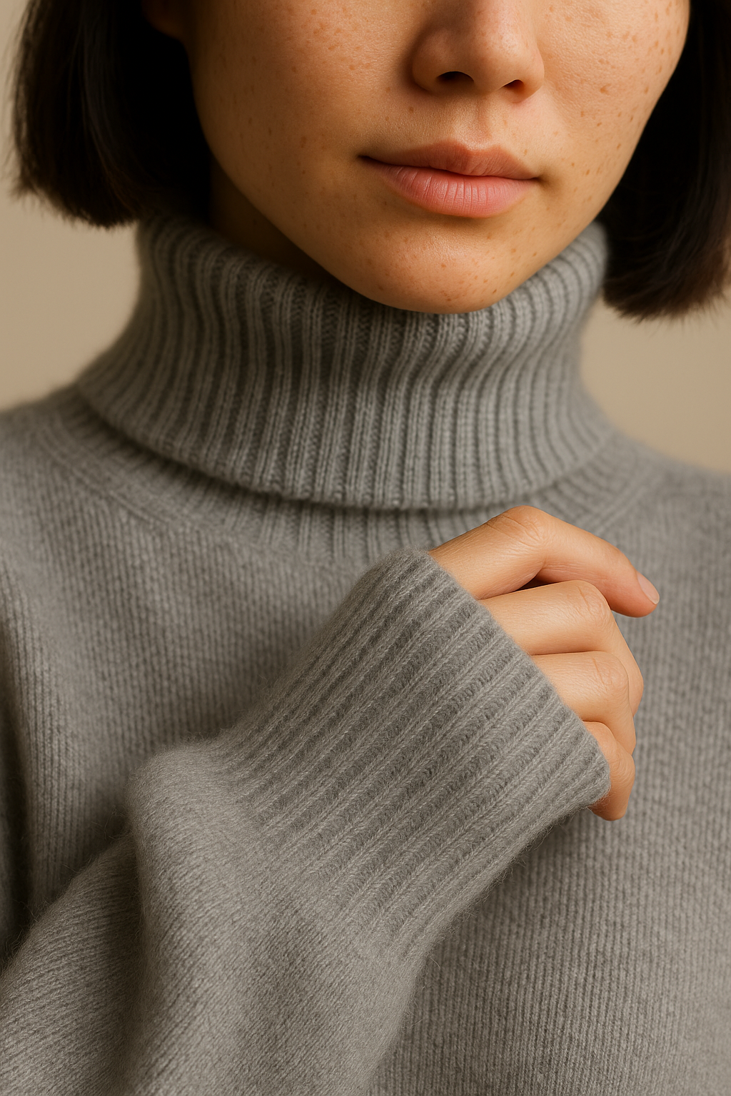 Maternity Cozy Cashmere-Touch Turtleneck Sweater in Gray