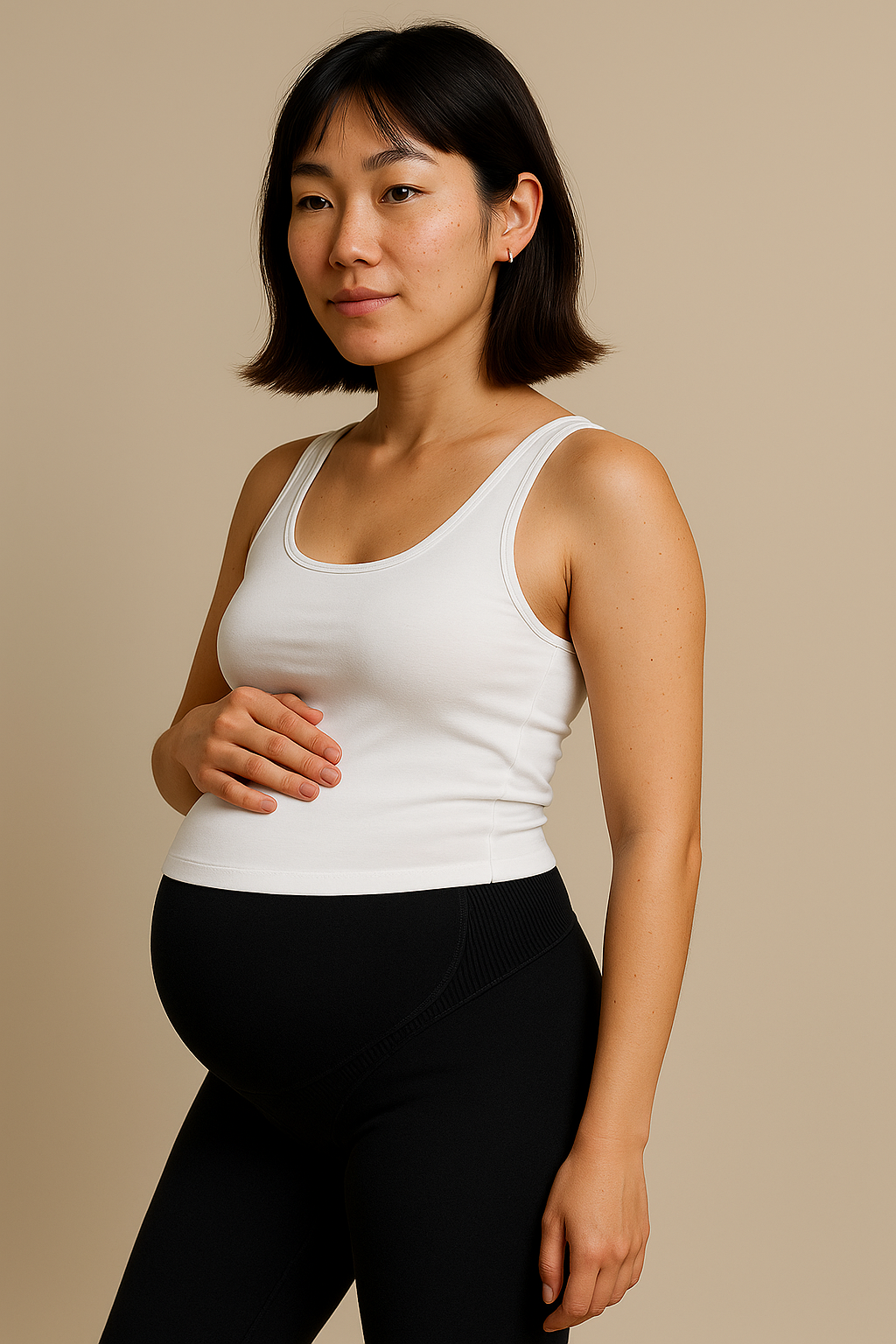 Black Maternity Leggings with Belly Support
