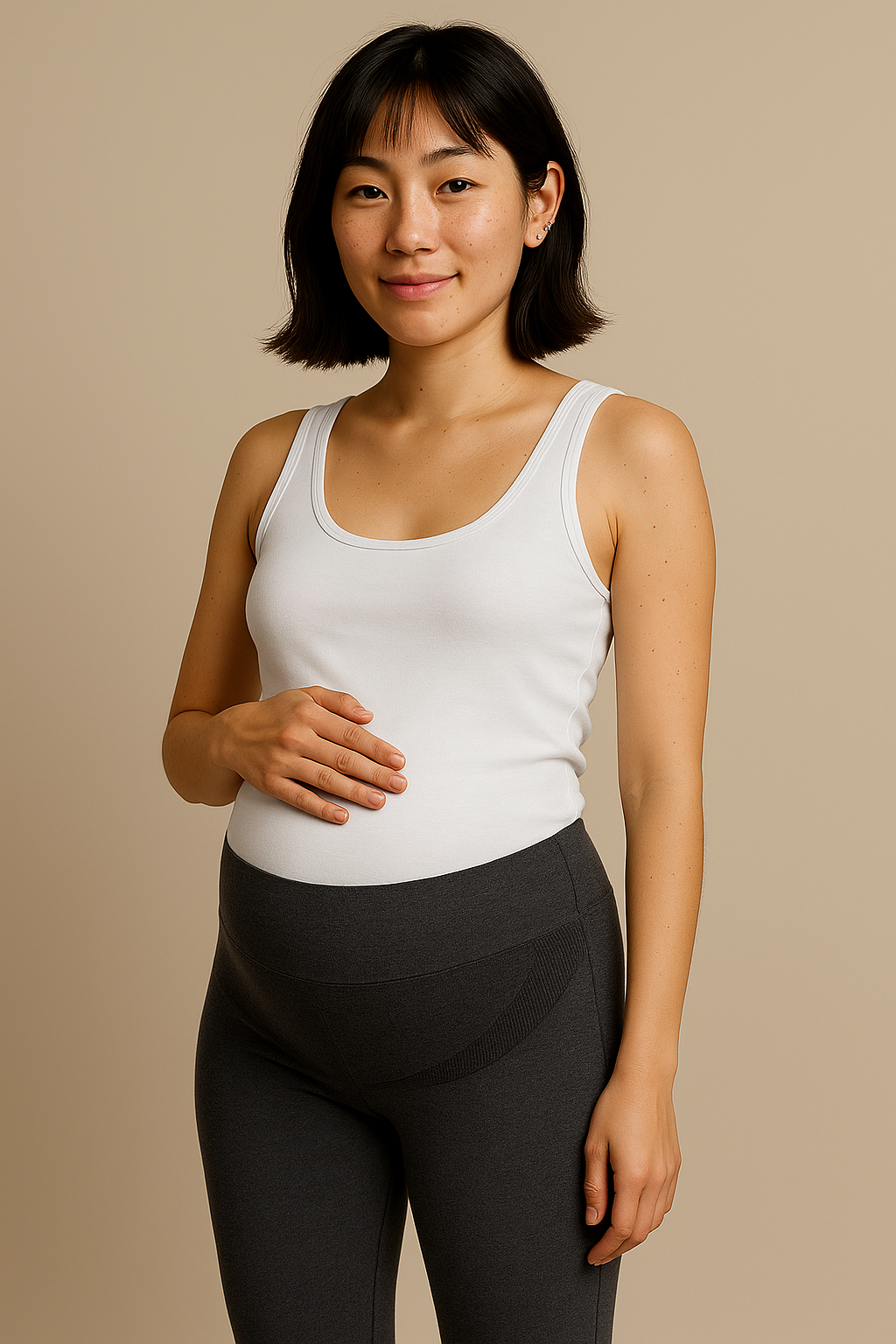 Dark Maternity Leggings with Belly Support