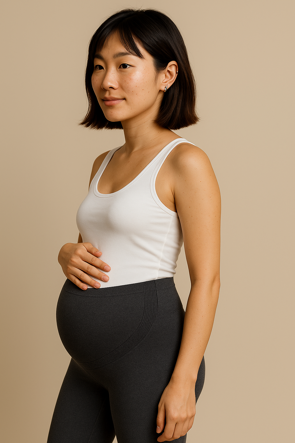 Dark Maternity Leggings with Belly Support
