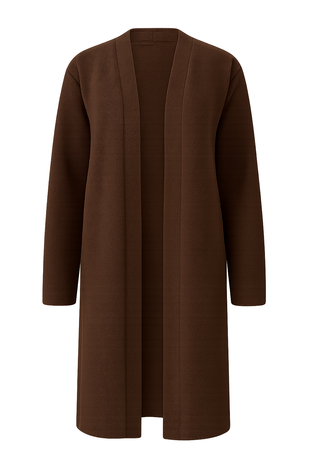Open Front Longline Coat for Women in Brown
